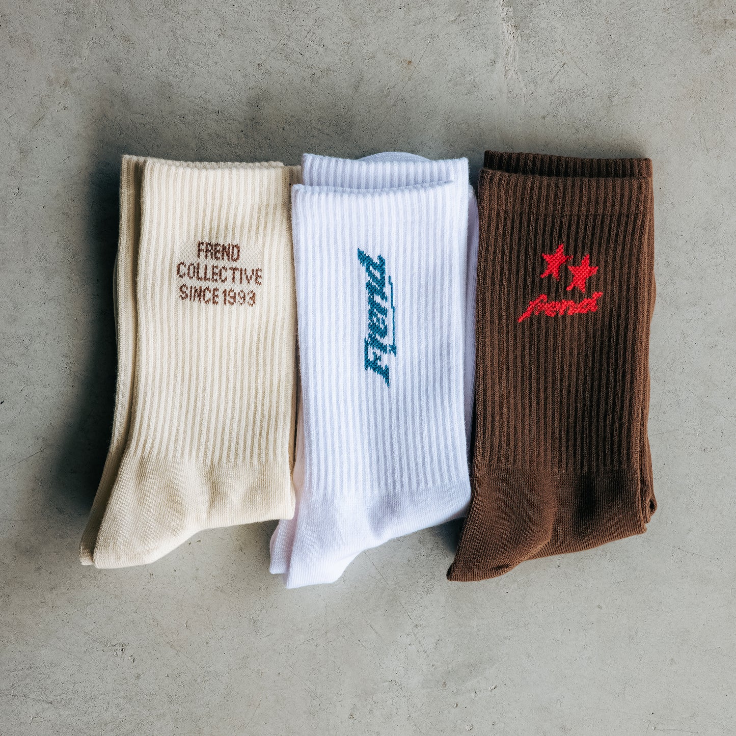 AUTUMN CREW SOCKS TRIO - COFFEE/CREAM/CHALK