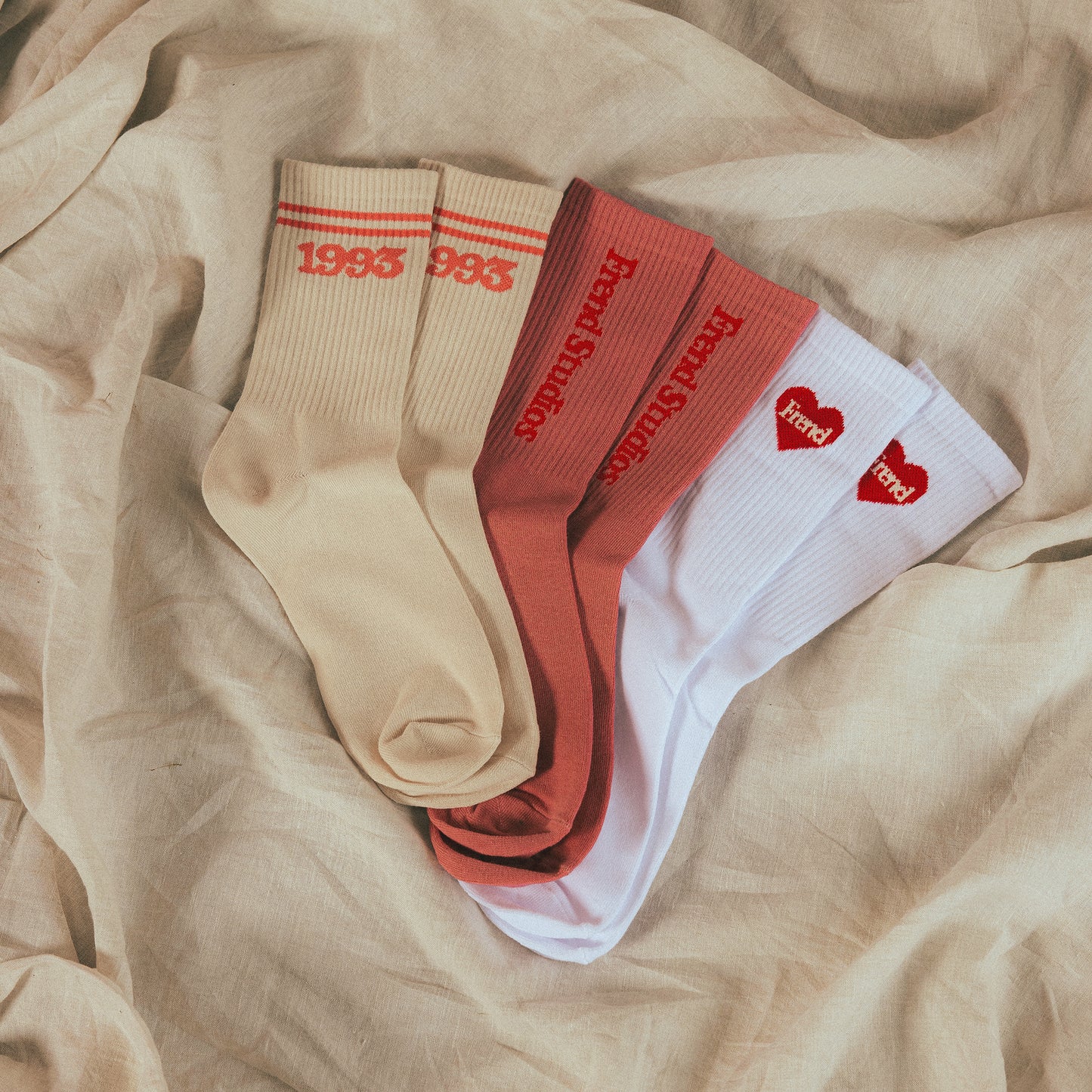 HEARTBREAKER CREW SOCKS TRIO - STRAWBERRIES & CREAM