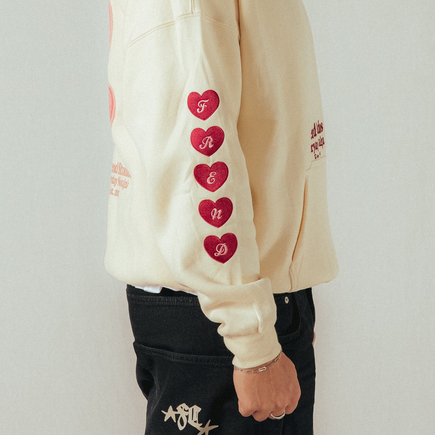 CANDY HEARTS HOODIE - CREAM