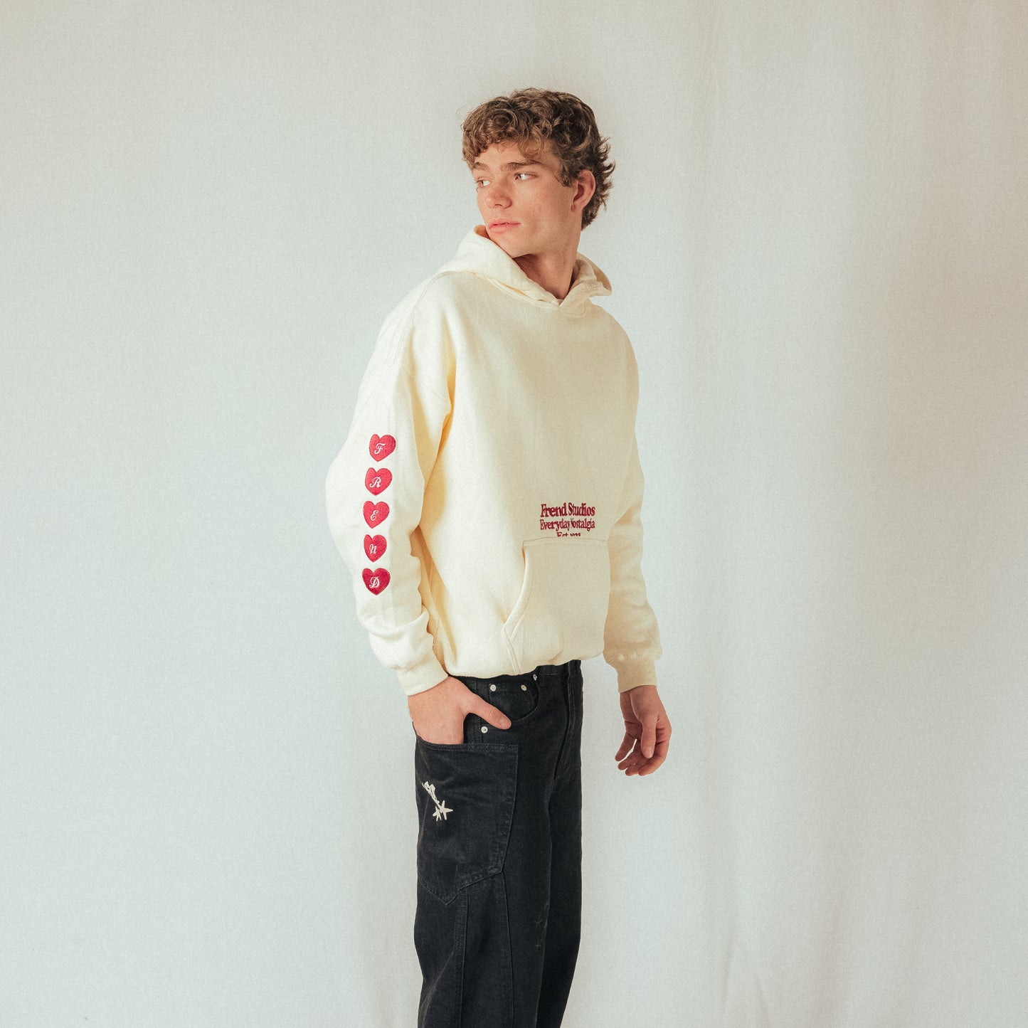 CANDY HEARTS HOODIE - CREAM