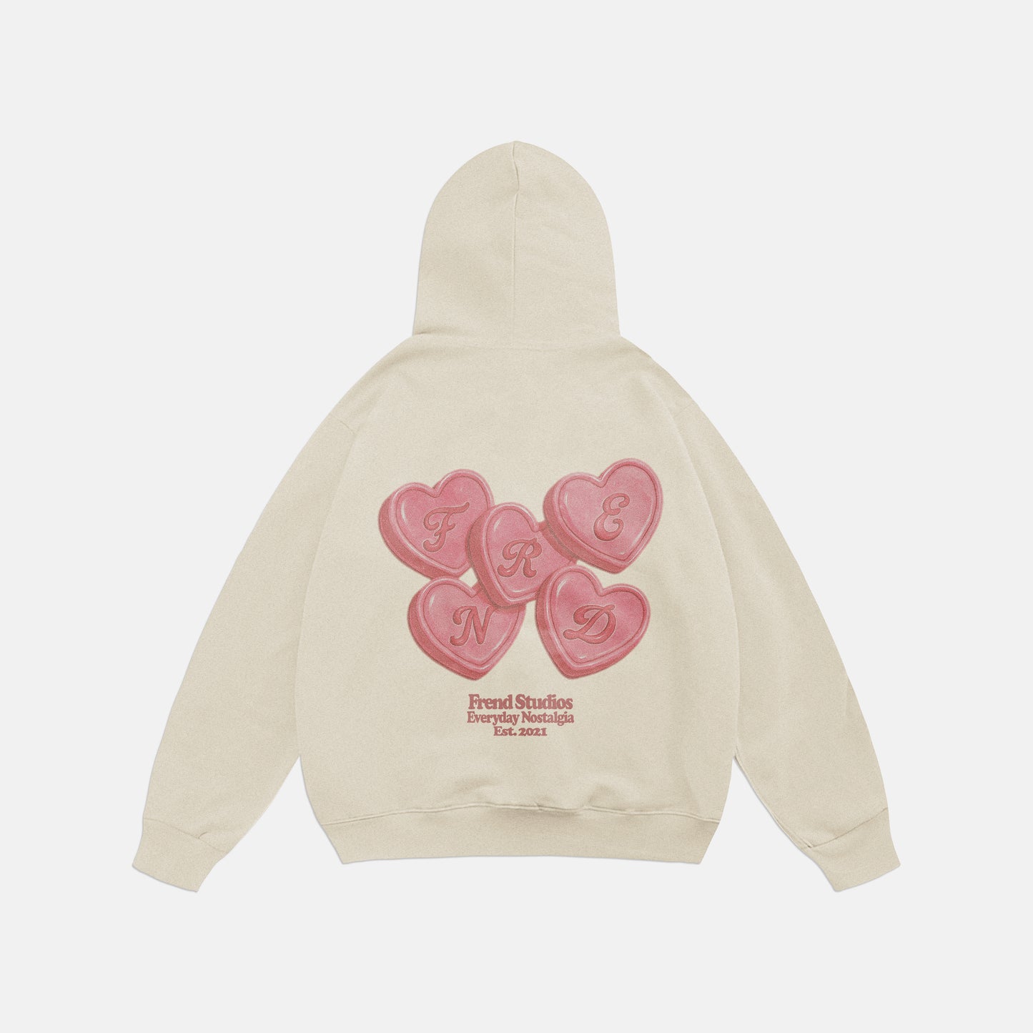 CANDY HEARTS HOODIE - CREAM