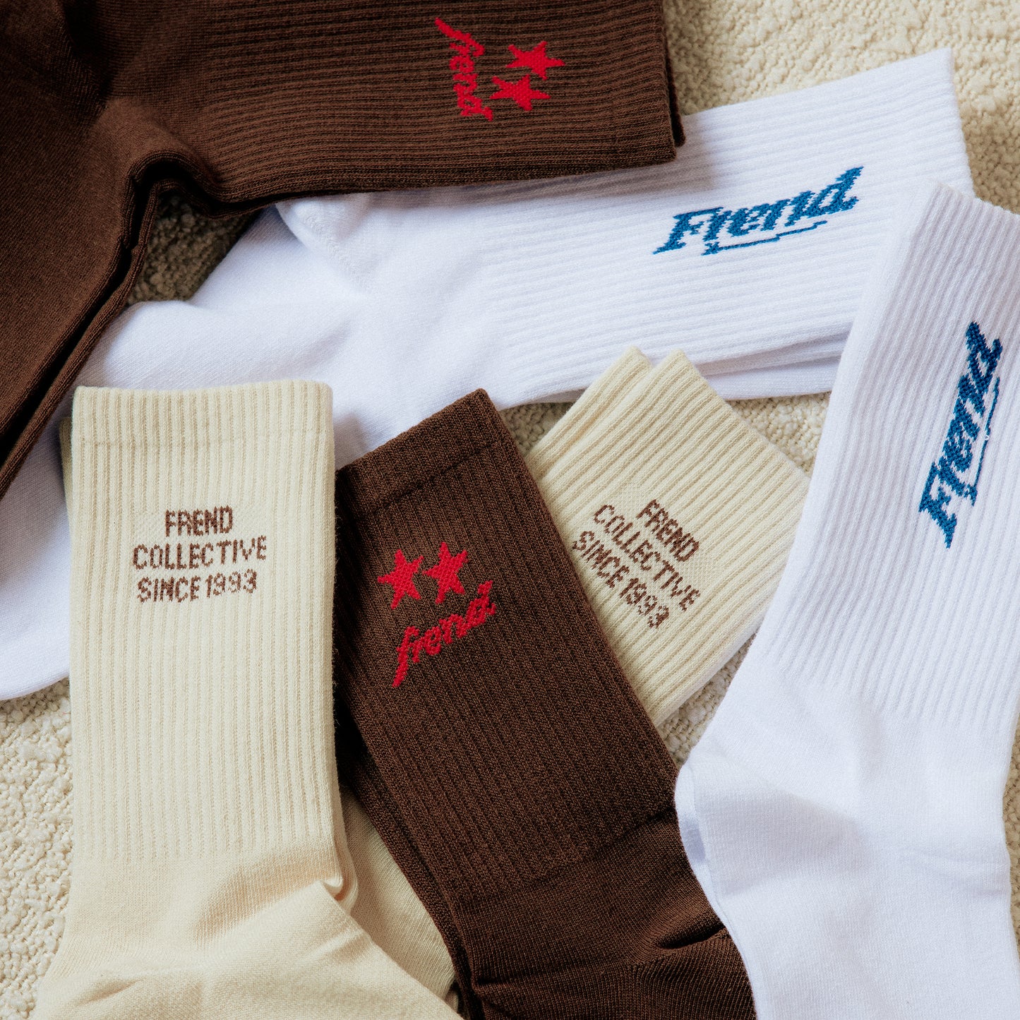 AUTUMN CREW SOCKS TRIO - COFFEE/CREAM/CHALK