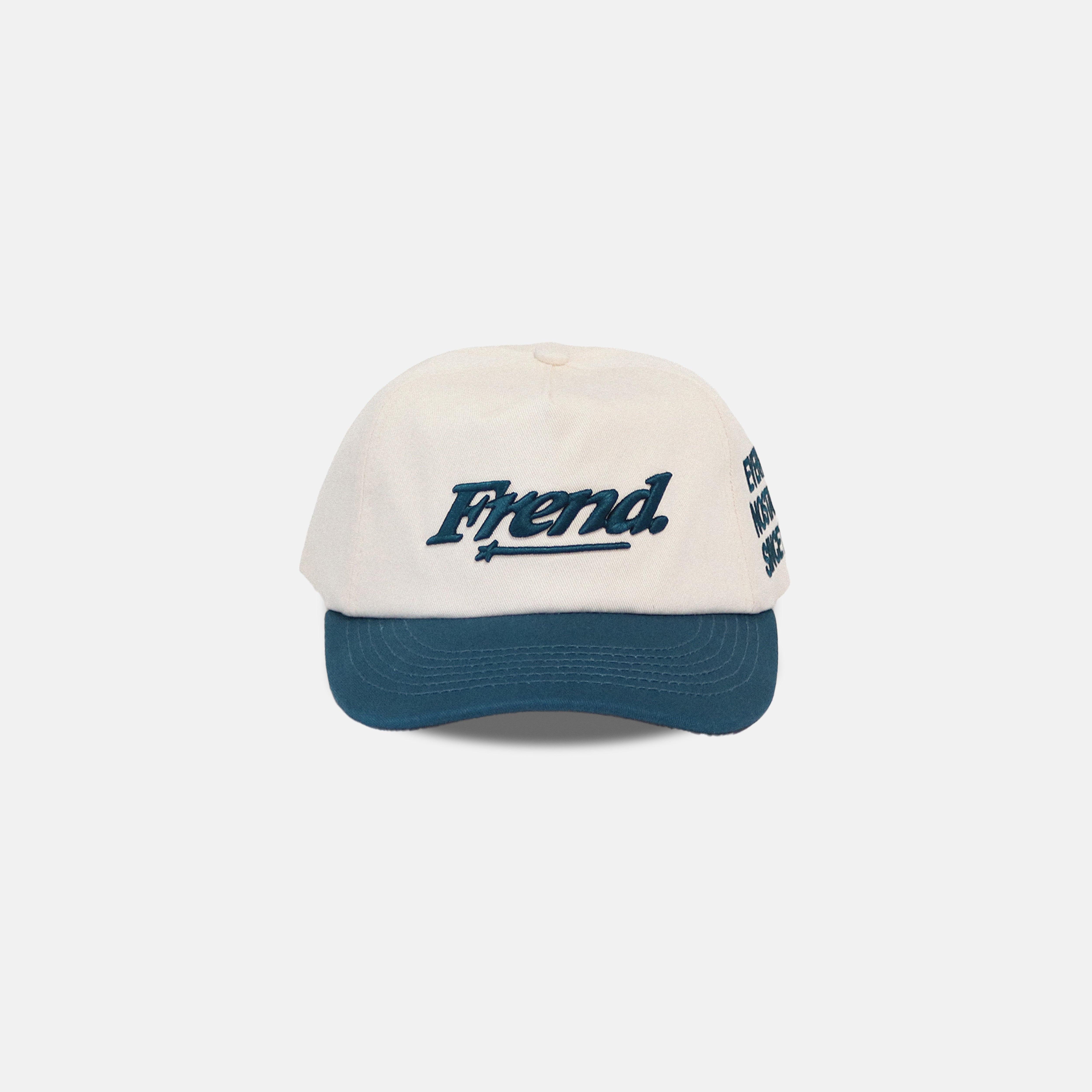 FREND EVERYDAY - 5 PANEL CAP - TEAL/CREAM – FREND COLLECTIVE.
