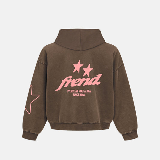 STARDUST ZIP HOODIE - COFFEE