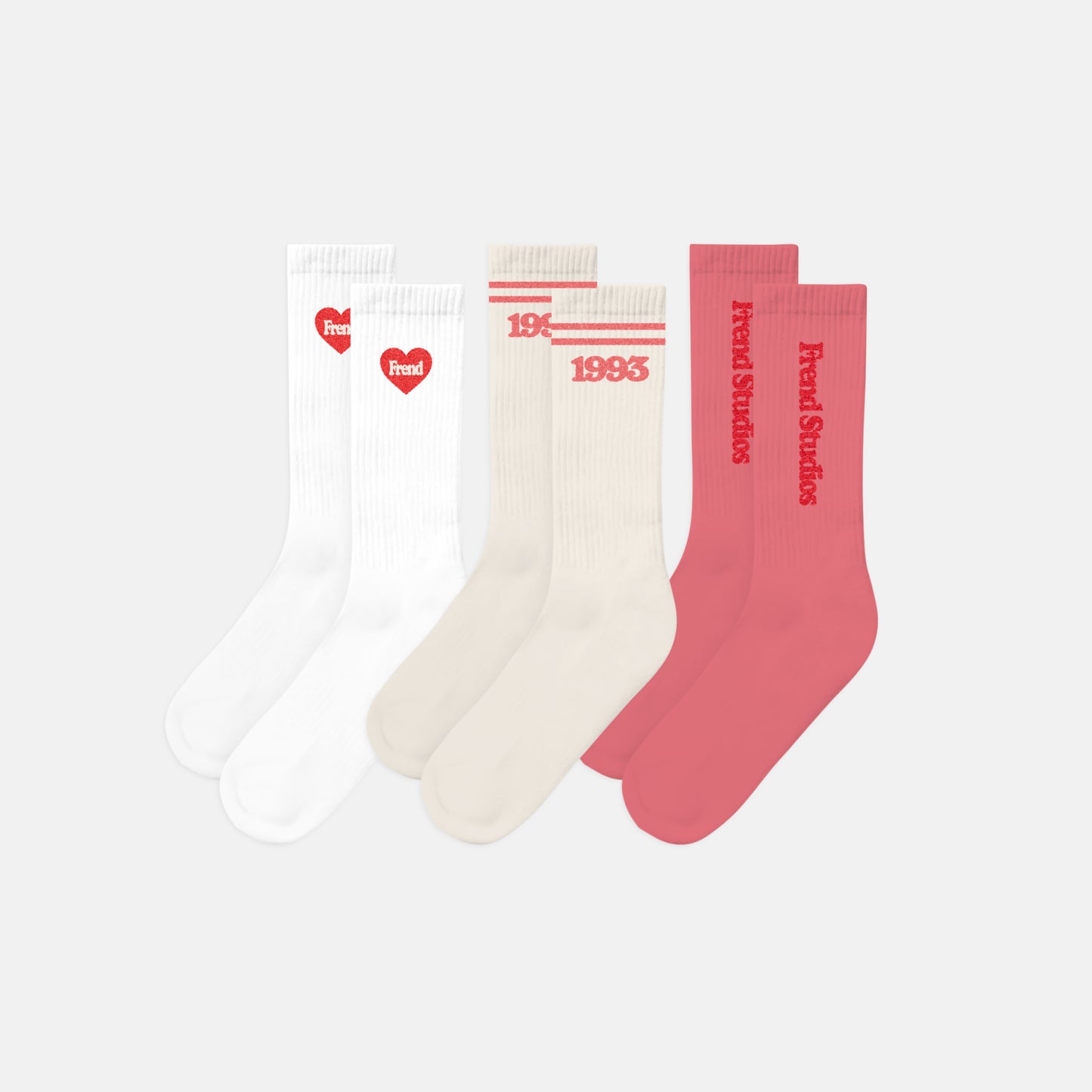 HEARTBREAKER CREW SOCKS TRIO - STRAWBERRIES & CREAM