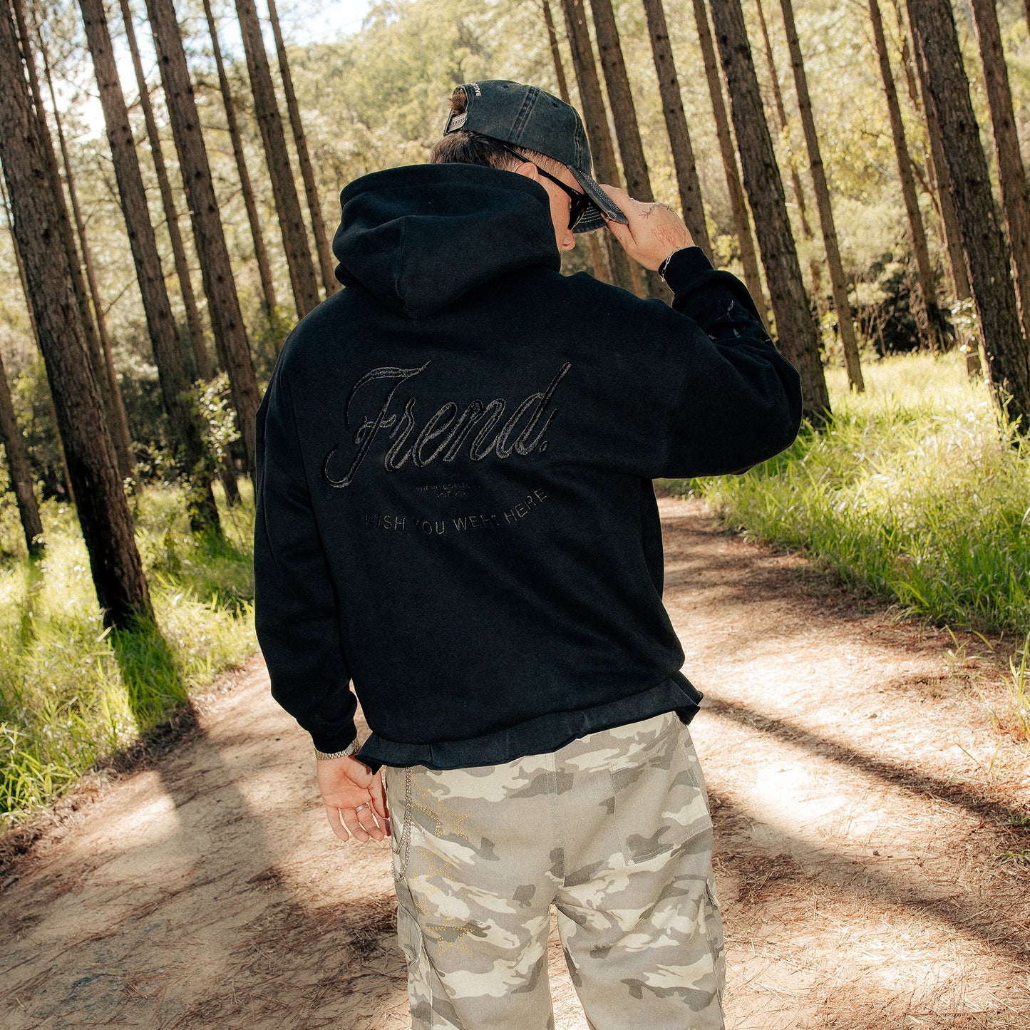 WISH YOU WERE HERE HOODIE - BLACK