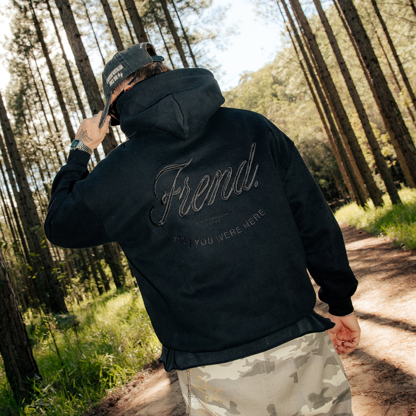 WISH YOU WERE HERE HOODIE - BLACK