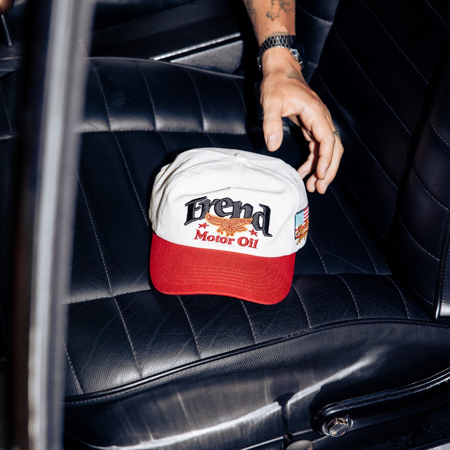 FREND MOTOR OIL - 5 PANEL CAP - CREAM/CHERRY