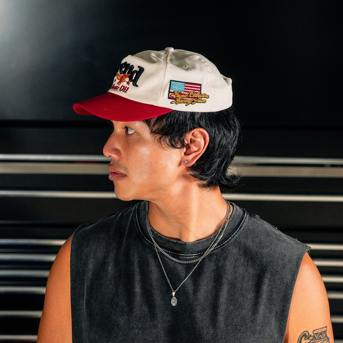 FREND MOTOR OIL - 5 PANEL CAP - CREAM/CHERRY