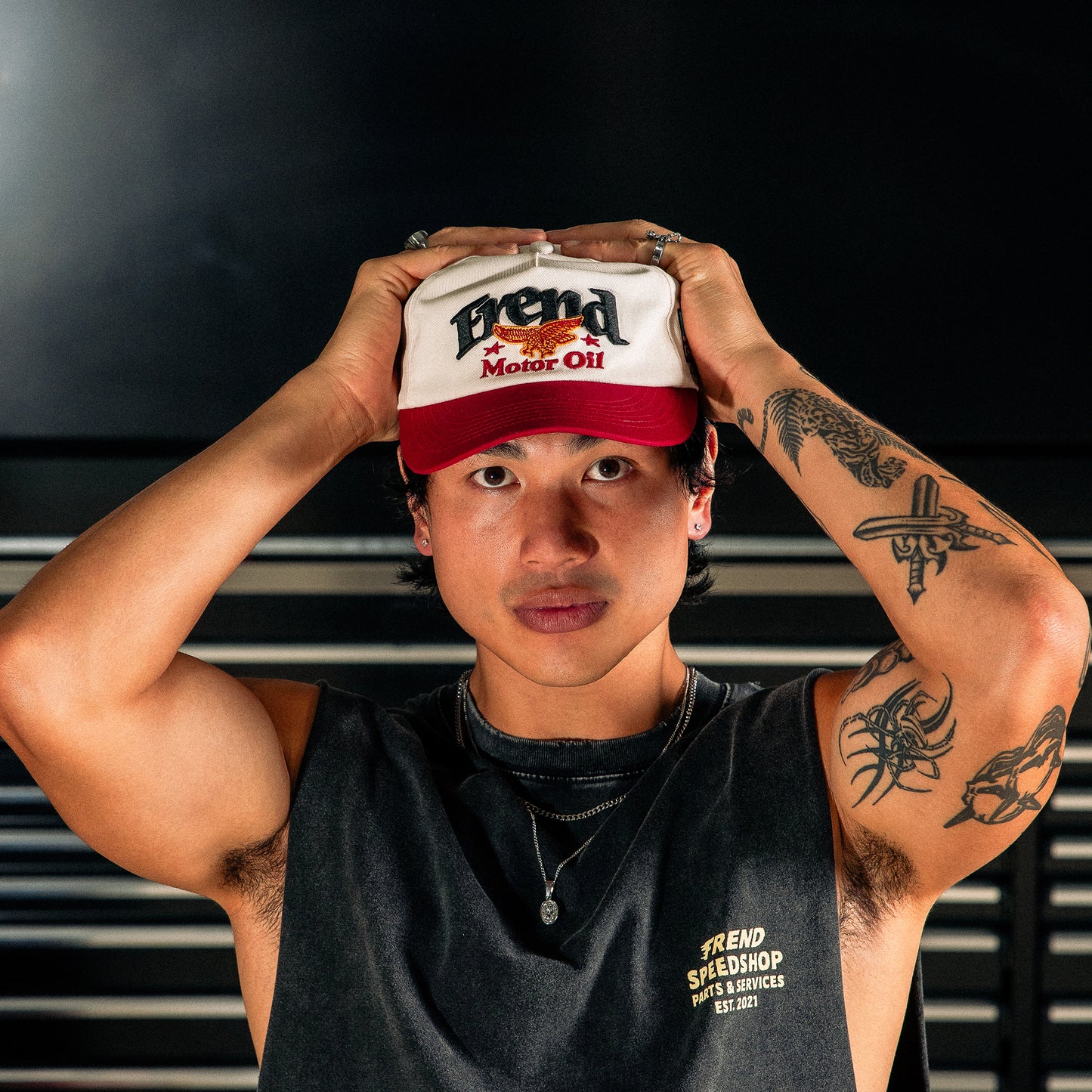 FREND MOTOR OIL - 5 PANEL CAP - CREAM/CHERRY