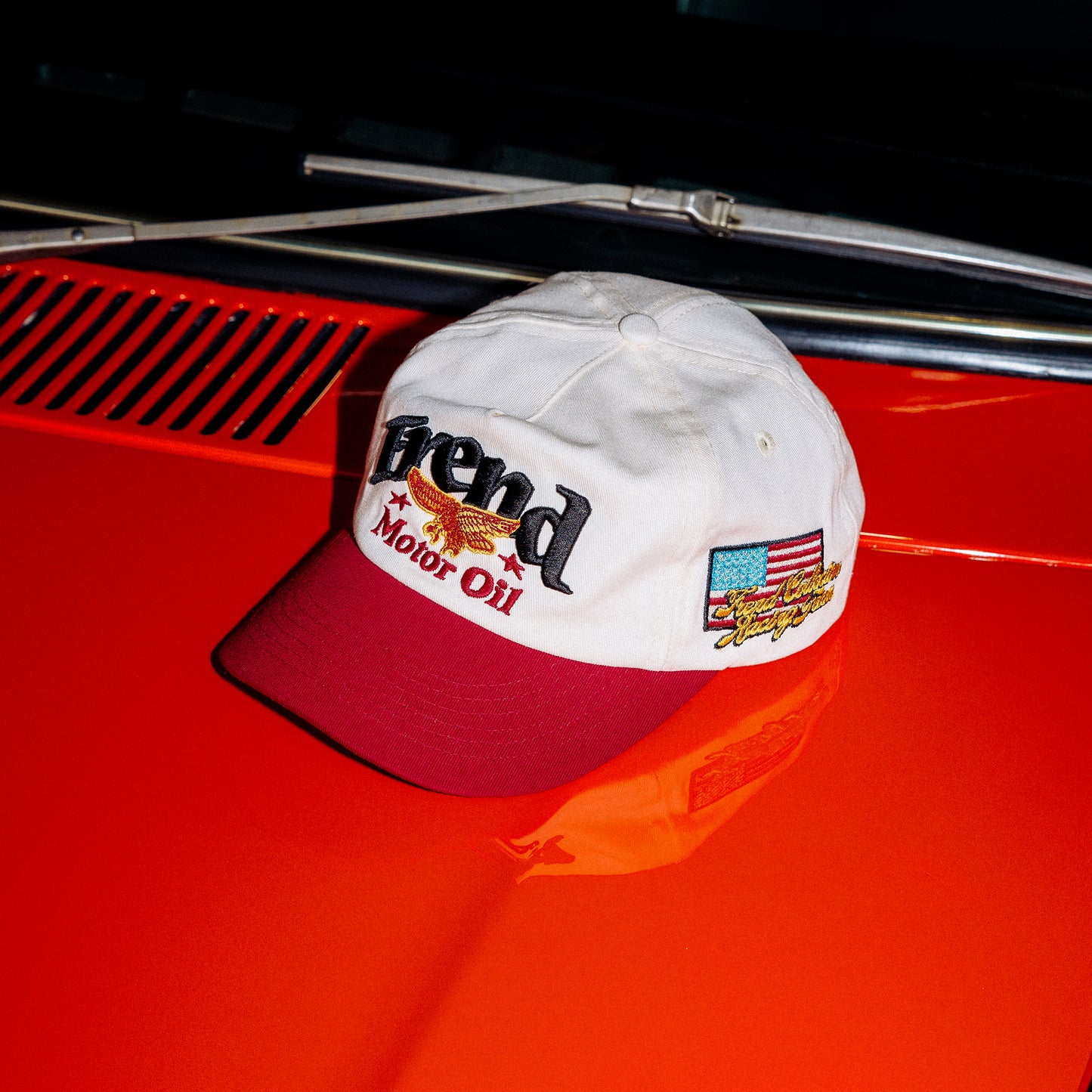 FREND MOTOR OIL - 5 PANEL CAP - CREAM/CHERRY